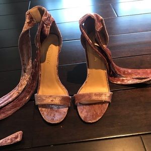 Velvet lace-up high heels